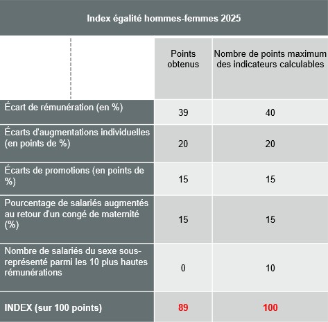 Index égalité hommes-femmes 2025